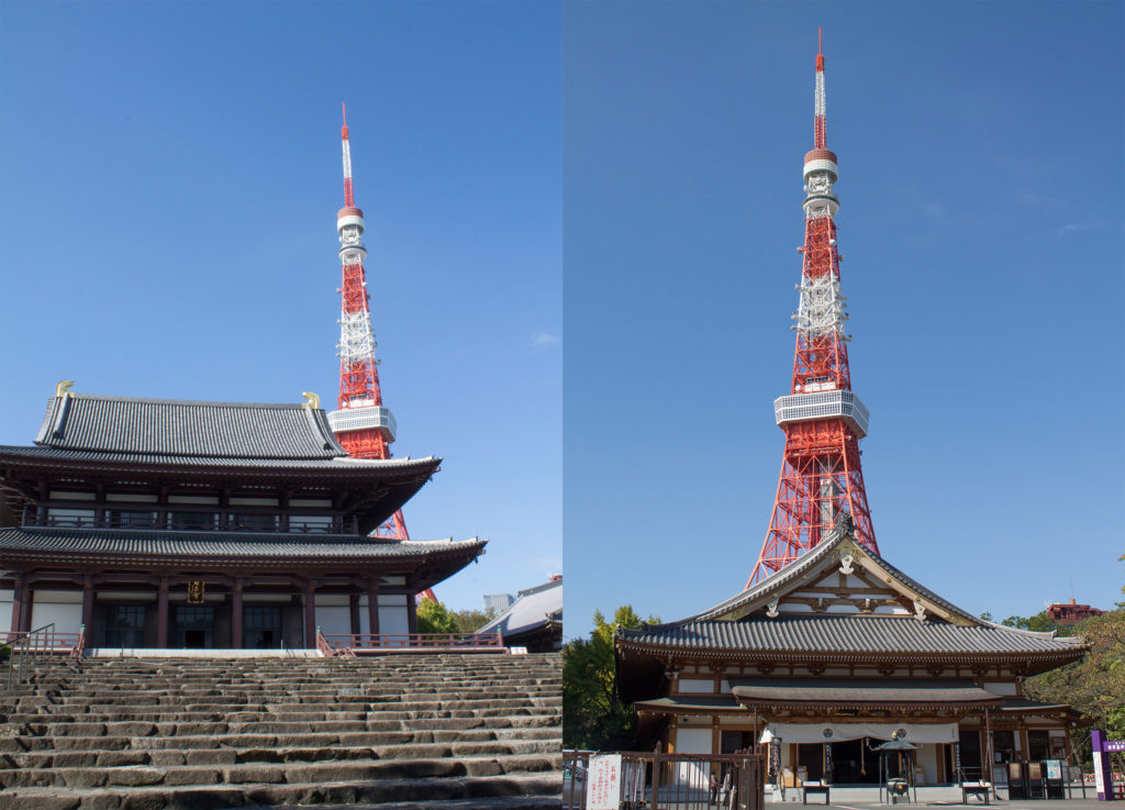 Tokyo tower with temple