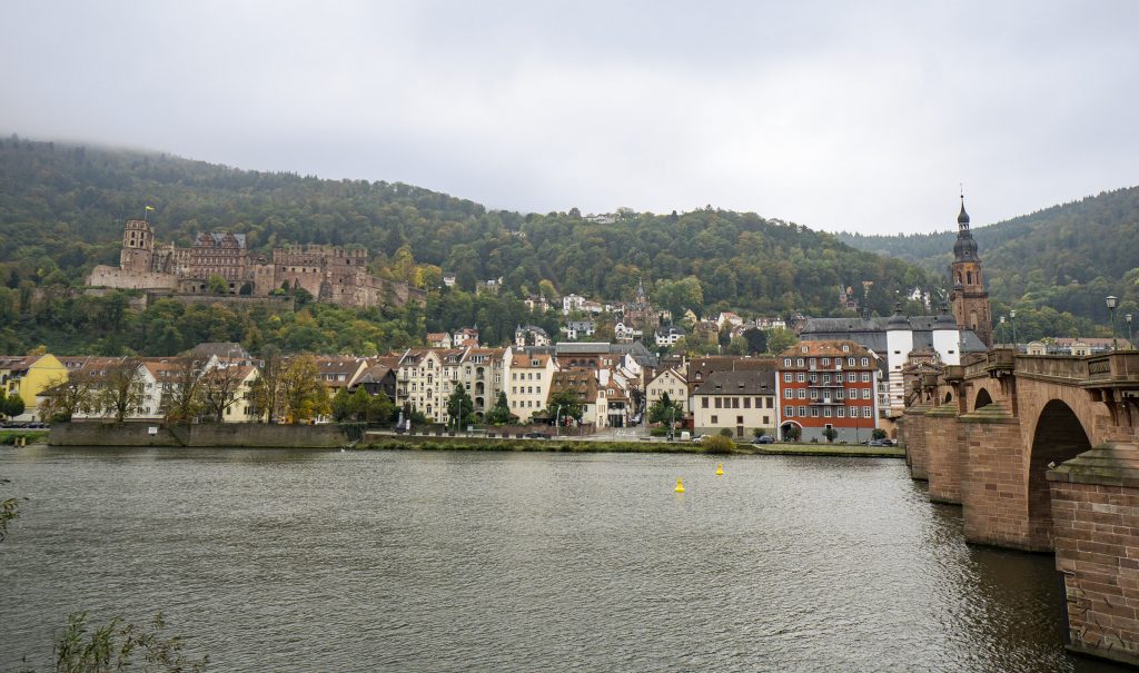 Looking over to Heidelberg city and castle from the Old Bridge